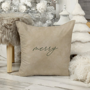 Coussin Joyeux ・ Moderne minimaliste Taupe Velvet Noël
