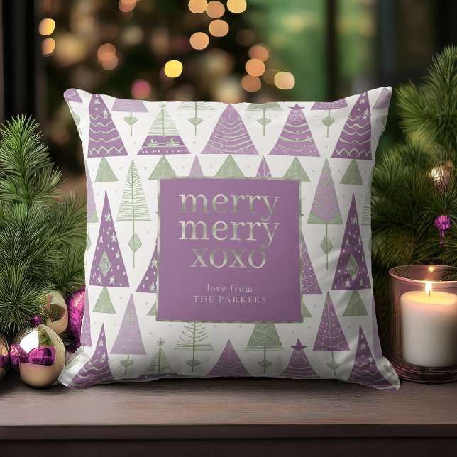 Coussin Joyeux Motif de Noël vert violet #25 ID1009 (Créateur téléchargé)