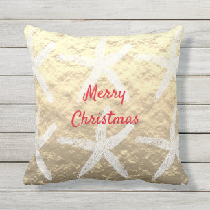 Coussin Joyeux Motif d'étoiles de mer Golden Foil Beach