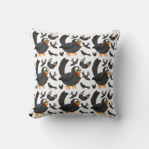 Coussin Joyeux Motif d'oiseaux noirs