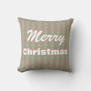 Coussin Joyeux Noël à carreaux vintage