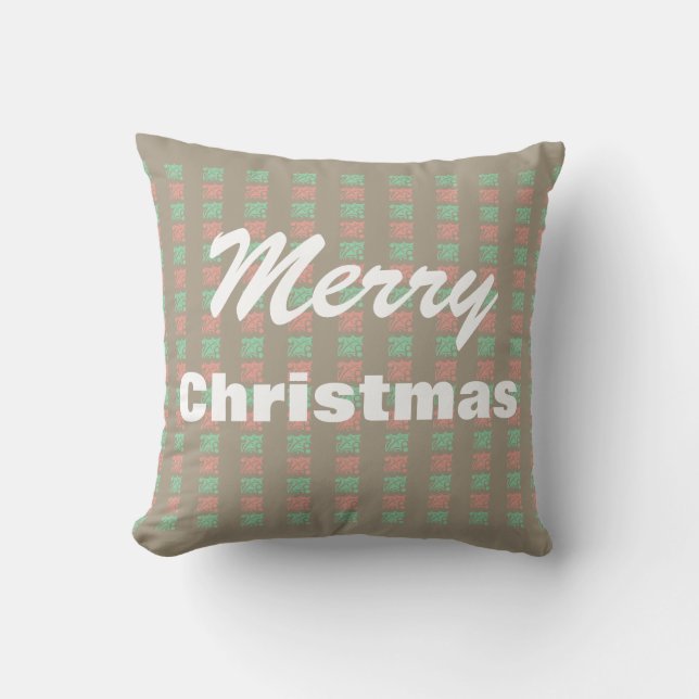 Coussin Joyeux Noël à carreaux vintage (Recto)