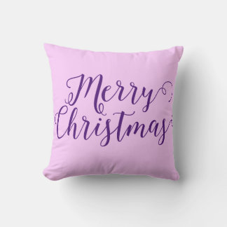 Coussin Joyeux Noël à deux tons violet Noël