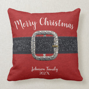 Coussin Joyeux Noël à la Ceinture de Père Noël