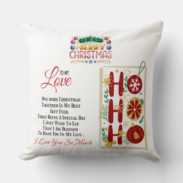 Coussin Joyeux Noël à mon amour, Cadeau de Noël  (Recto)