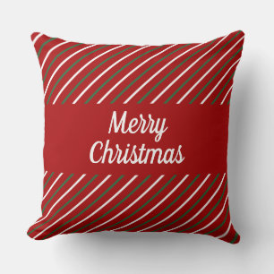 Coussin Joyeux Noël à rayures rouges