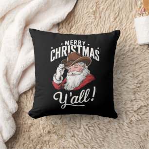 Coussin Joyeux Noël à tous Cow-Boy Santa Claus de campagne