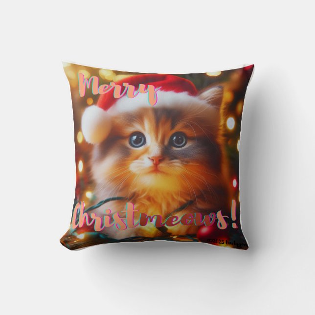 Coussin Joyeux Noël à tous les chats ! Chat  (Recto)