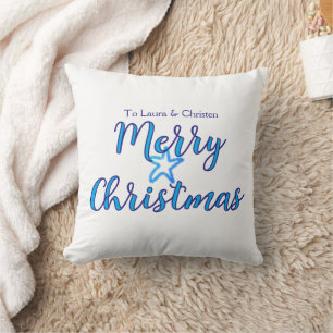Coussin Joyeux Noël ajoutez nom texte personnalisé cadeau
