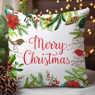 Coussin Joyeux Noël aquarelle