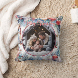 Coussin Joyeux Noël aquarelle photo décorative