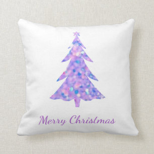 Coussin Joyeux Noël, arbre de Noël de parties scintillant