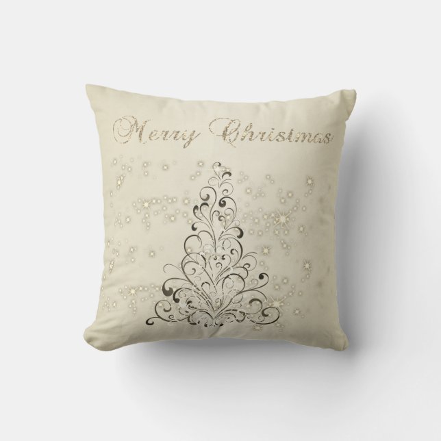 Coussin Joyeux Noël, Arbre de Noël, Étincelles (Recto)