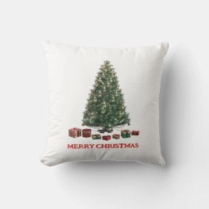 Coussin Joyeux Noël. Arbre (modèle 1) avec cadeaux