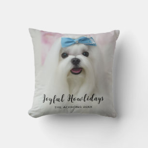 Coussin Joyeux Noël au chiot moderne design de vacances