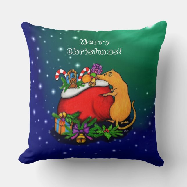 Coussin Joyeux Noël avec Rat Prince (Recto)