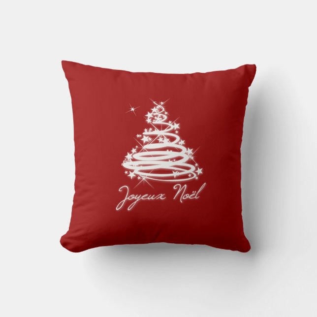 Coussin Joyeux Noël avec sapin de Noël (Recto)