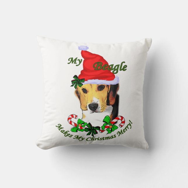 Coussin Joyeux Noël beagle (Recto)