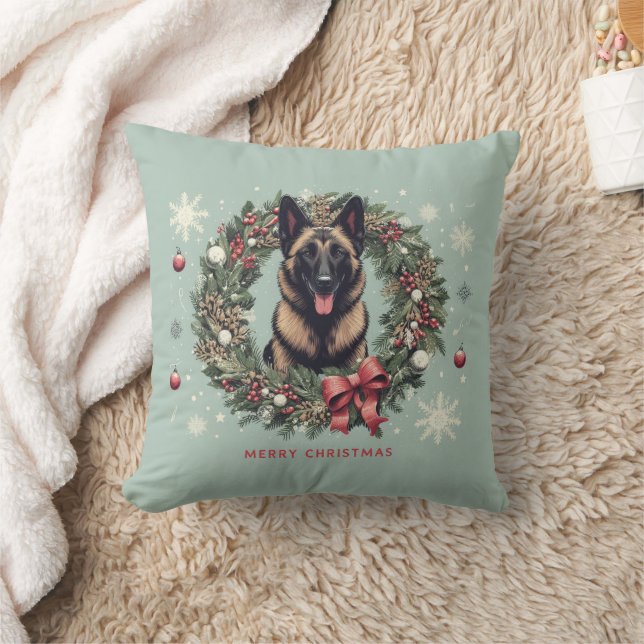 Coussin Joyeux Noël Belge Malinois Chien Noël Noël (Couverture)