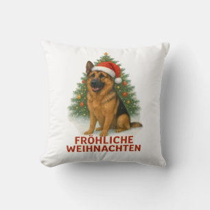 Coussin Joyeux Noël berger allemand de Noël