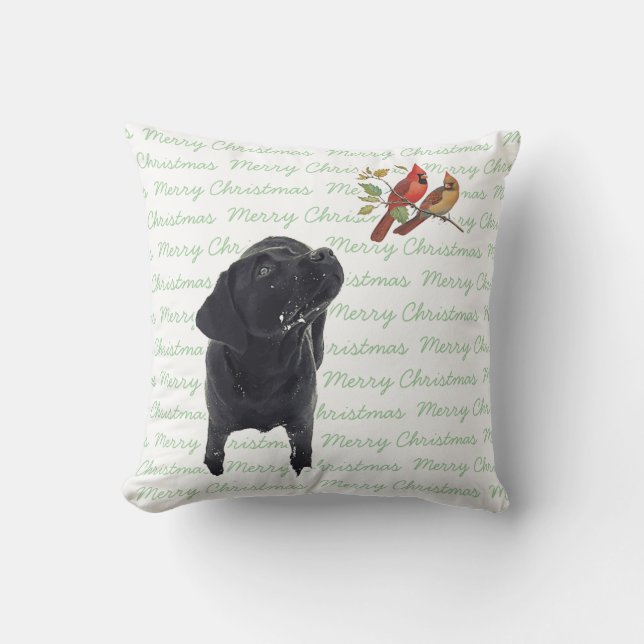 Coussin Joyeux Noël Black Labrador (Recto)