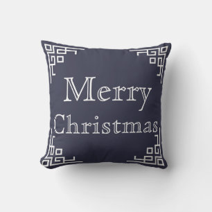 Coussin Joyeux Noël bleu et blanc