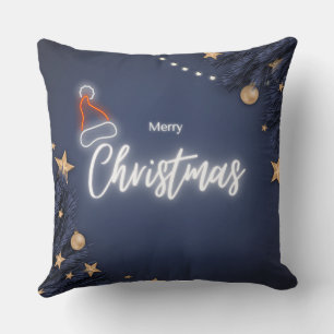 Coussin Joyeux Noël bleu moderne