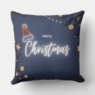 Coussin Joyeux Noël bleu moderne