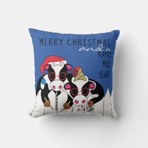 Coussin Joyeux Noël Bonne Moo Année Mow Moosicians