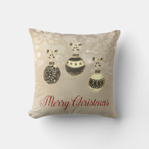 Coussin Joyeux Noël, Boules de Noël, Snowflakes