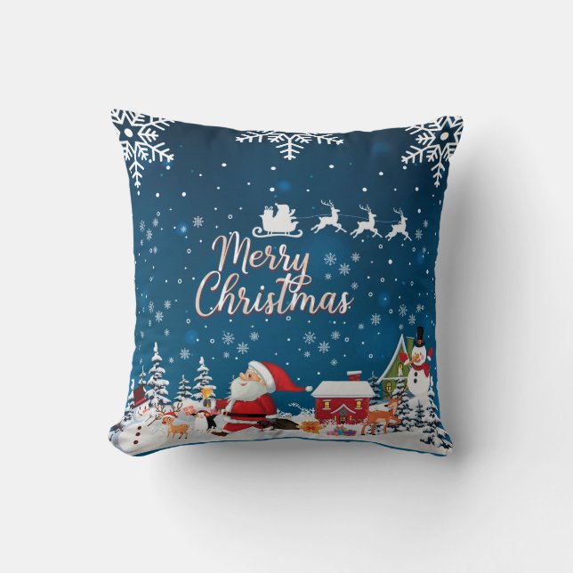 Coussin Joyeux Noël branché Flammes de neige Jeter l'oreil (Recto)