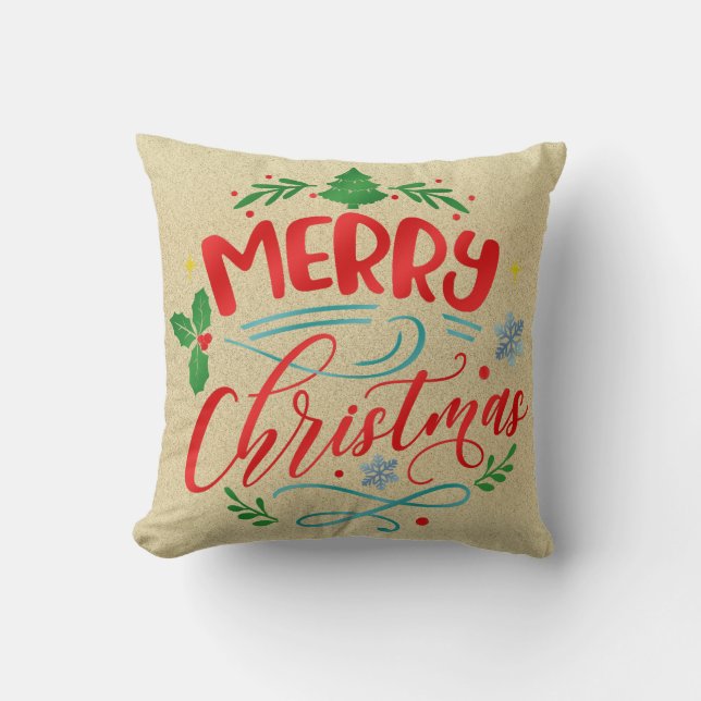 Coussin Joyeux Noël Burlap Design (Recto)