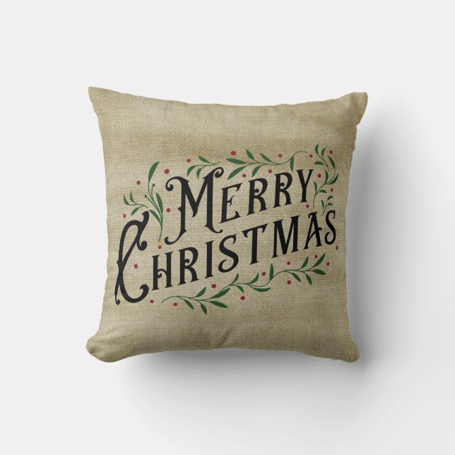 Coussin Joyeux Noël - Campagne Primitive (Recto)
