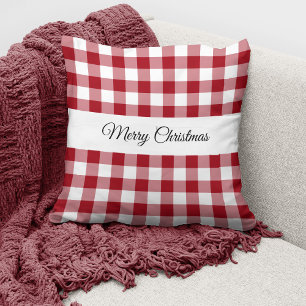 Coussin Joyeux Noël carreau rouge rustique