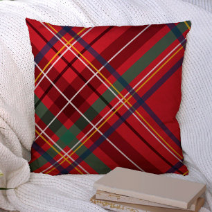 Coussin Joyeux Noël carreaux brillants décoration festive 