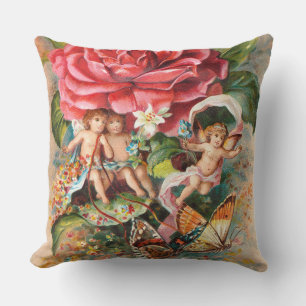 Coussin Joyeux Noël - Carte postale vintage de l'ère victo