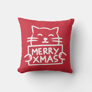 Coussin Joyeux Noël Chat Mignon