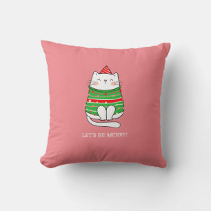Coussin Joyeux Noël chat minimaliste moderne