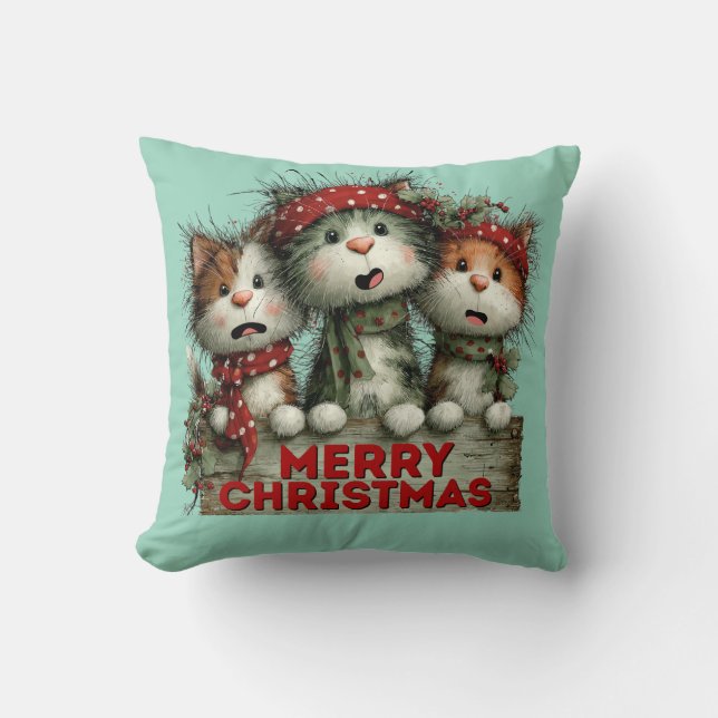 Coussin Joyeux Noël Chats (Recto)