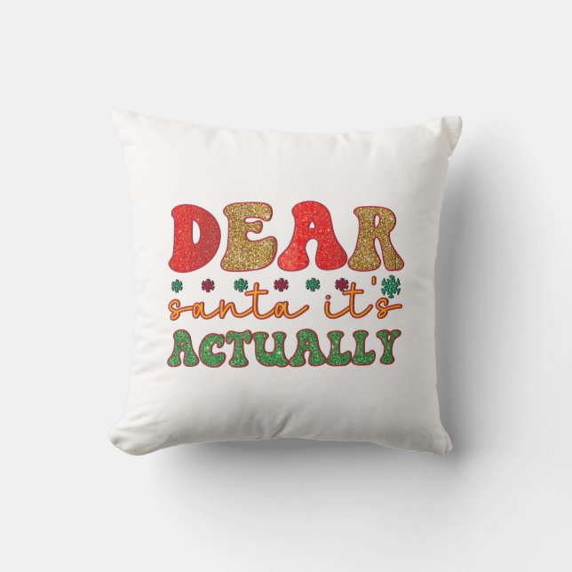 Coussin Joyeux Noël Cher Père Noël C'Est En Fait (Recto)