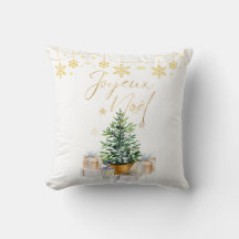Joyeux Noel Christmas Tree Gold Snowflakes
