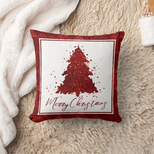 Coussin Joyeux Noël classique | Arbre rouge de Crimson ric (Couverture)