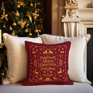 Coussin Joyeux Noël Classique Rouge nordique