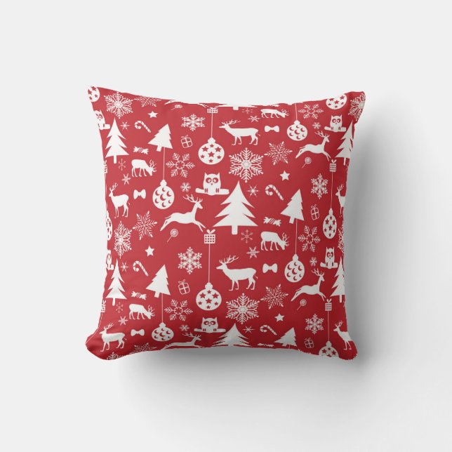 Coussin Joyeux Noël : Collection Vintage rouge (Recto)