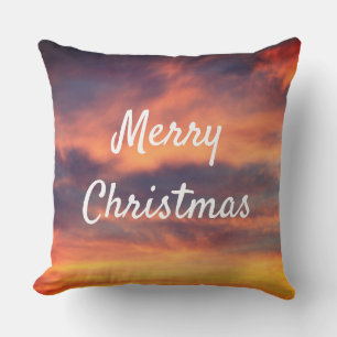 Coussin Joyeux Noël Coucher de soleil Ciel Nuages Nature C