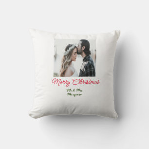 Coussin Joyeux Noël couple photo ajouter nom heureux vacan