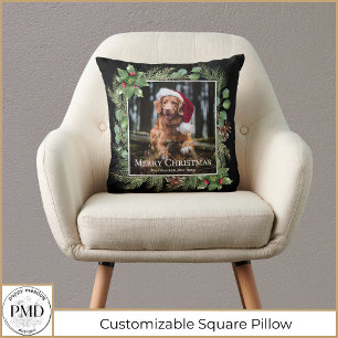 Coussin Joyeux Noël Couronne de photo de compagnie Botaniq