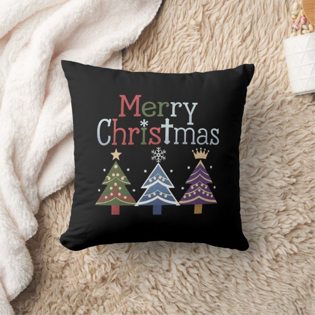 Coussin Joyeux Noël Croix Arbre de Noël Rétro (Couverture)