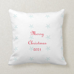 Coussin Joyeux Noël Custom Starfish Photo Turquoise Blanc
