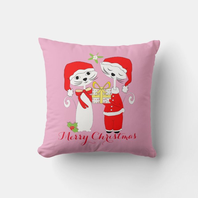 Coussin Joyeux Noël Cute Chats En Santa Hats Festif (Recto)